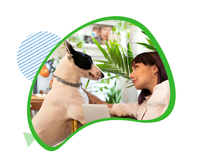 Dog and owner on couch